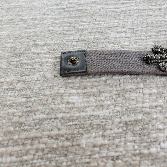 VTG Beaded Belt Womens Gunmetal Gray Stretch Elastic Wide Waist Snap Closure main image 11